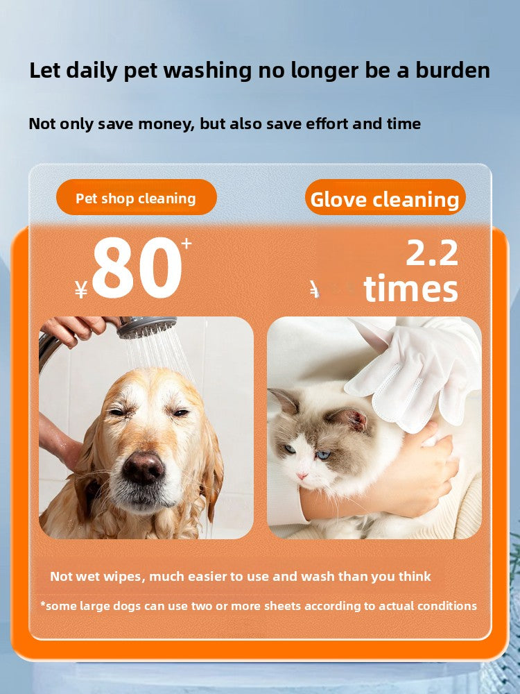 Disposable Pre-Moistened Pet Cleaning Gloves for Cats and Dogs