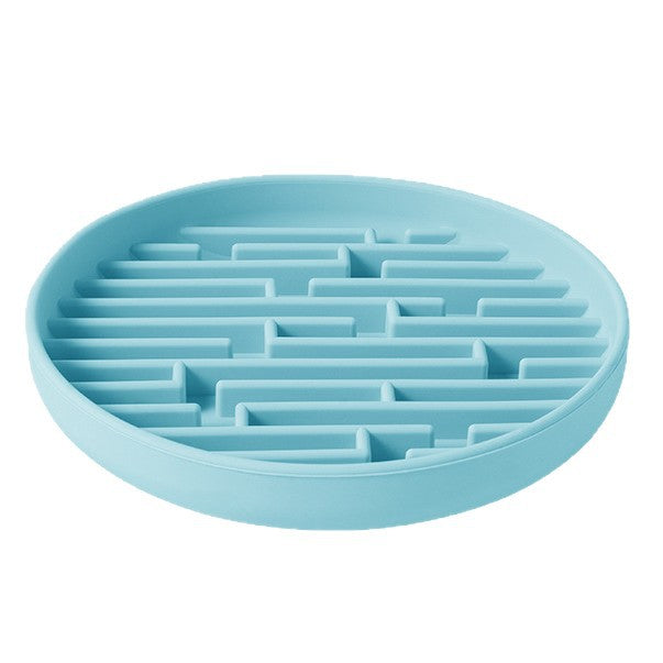 Silicone Slow Feeder Bowl with Suction Base for Cats and Dogs in Striped Design