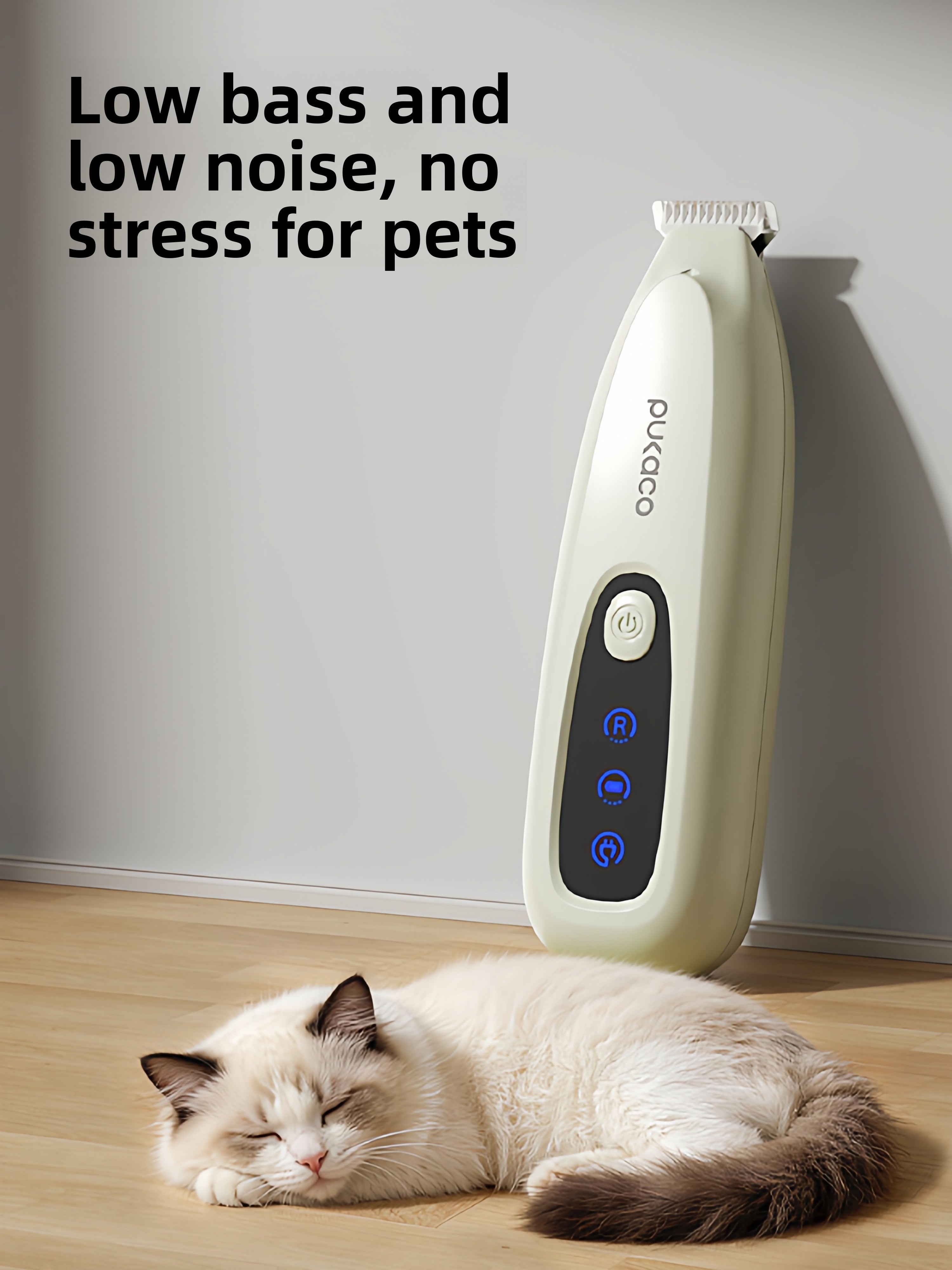 Thumb-Grip Pet Hair Clipper with Wide Blade Head, Quiet USB Kit