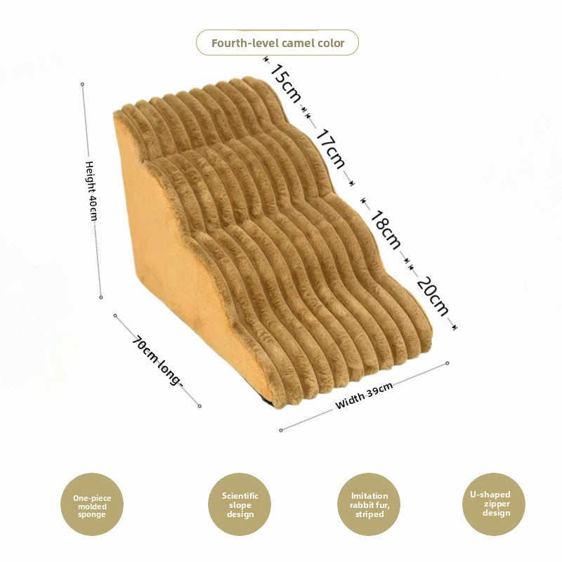 Removable washable dog stairs with anti-slip base in grey