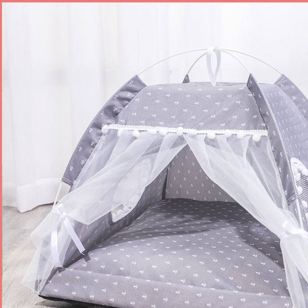 Pink enclosed cat tent bed with soft lining, view 39