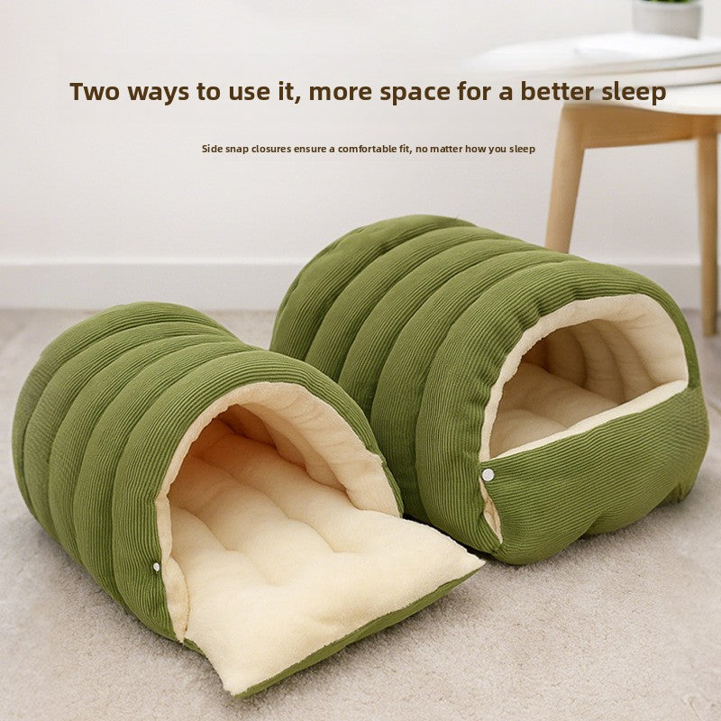Warm enclosed pet nest and sleeping bag bed, photo 2 of 17