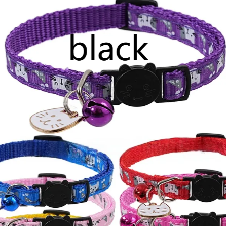 Adjustable cat collar with cute cat head charm and safety buckle, product image 12