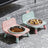 Anti-Spill Square Ceramic Pet Bowl with Raised Stand in Four Light Colours