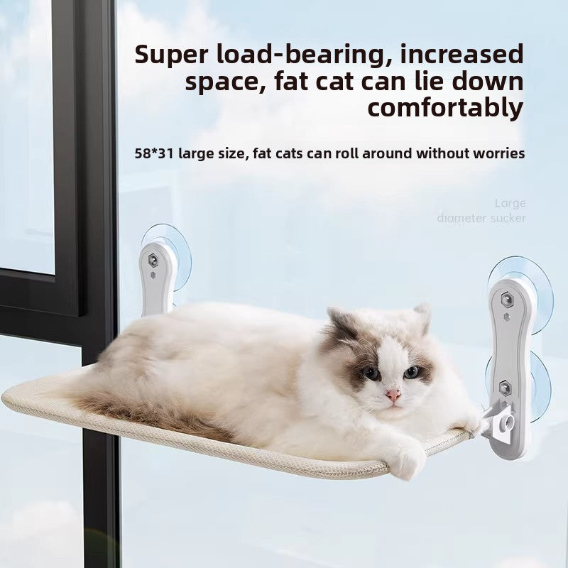 Cat window hammock with breathable mesh, shown in 4 colours and styles