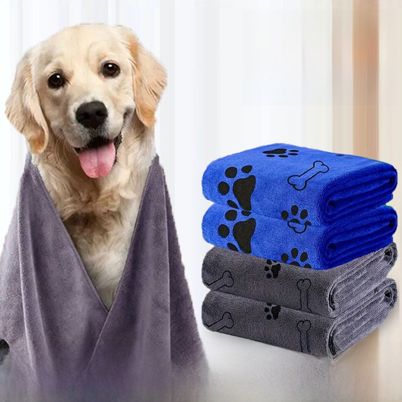 Quick-drying microfibre dog towel for bath time, product detail photo
