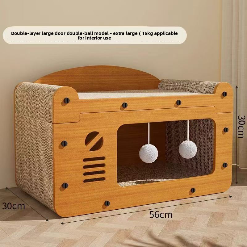 Cat bed with built-in corrugated cardboard scratching board, product image 4