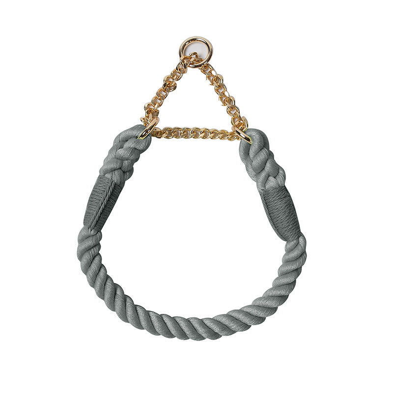 Pastel woven dog collars with gold buckles in many colours