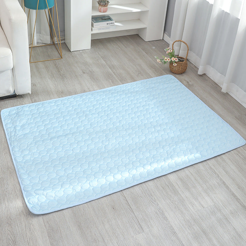 Light blue pet cooling mat with gel layer and mesh base, photo 10