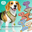 Patterned dog harness with ID tag in purple heart print, product image 1