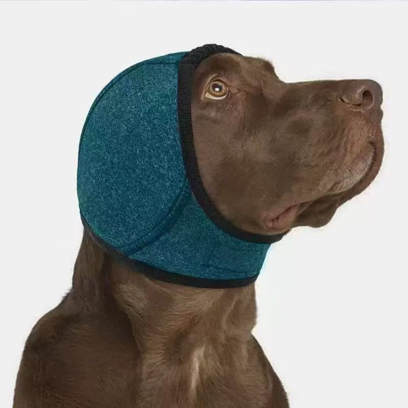 Soft knitted grey dog ear cover hood for noisy days, product image 4