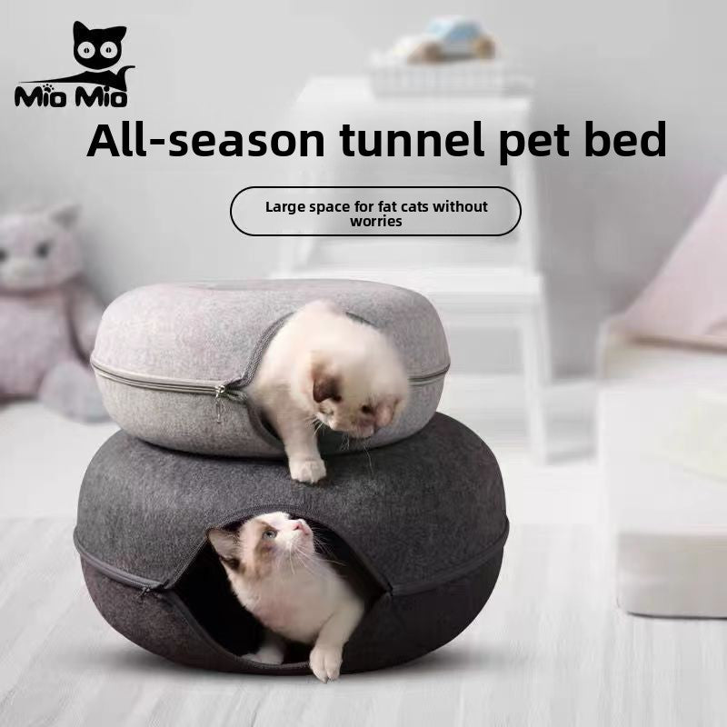Felt cat cave nest with tunnel and climbing frame, photo 2 of 12