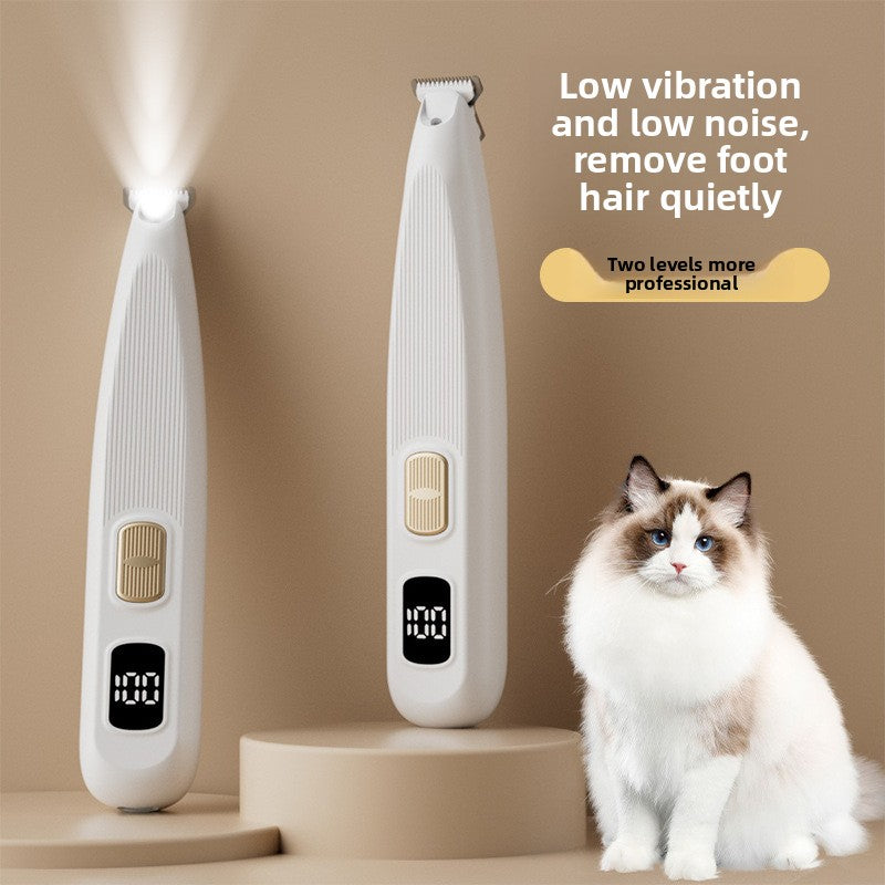 Digital Display Pet Paw Clipper, Two-Speed Quiet Foot Hair Trimmer
