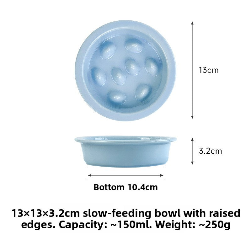 Ceramic Slow Feeder Pet Bowl with Removable Yogurt Box and Non-Slip Base in Seven Colours
