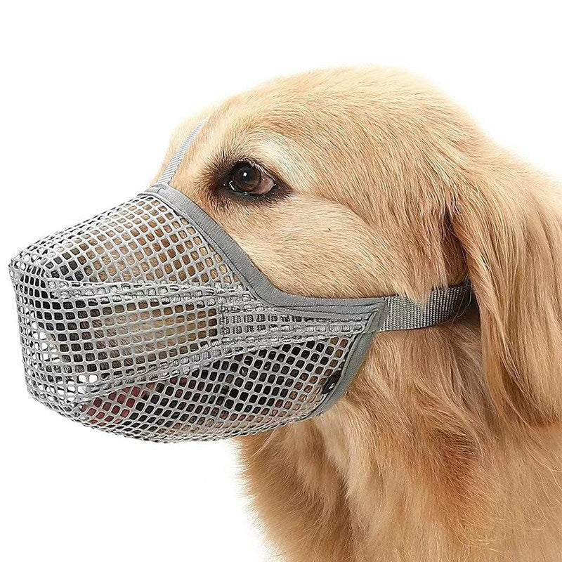 Black breathable nylon mesh dog muzzle with adjustable strap, product image 12