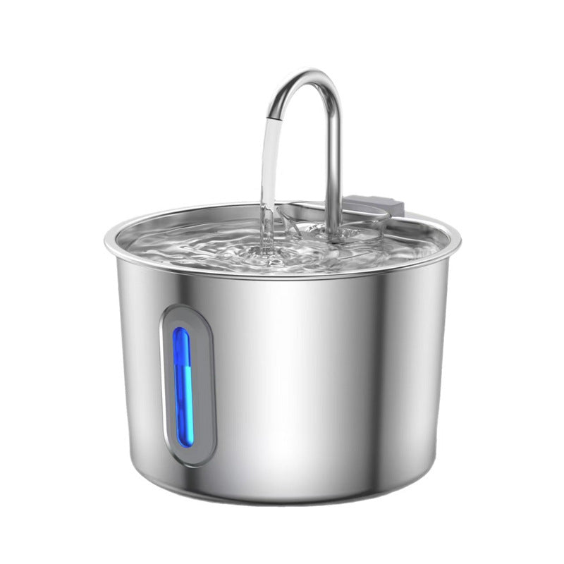 304 Stainless Steel Pet Water Fountain, 2.2L Circulating Dispenser with Filter System