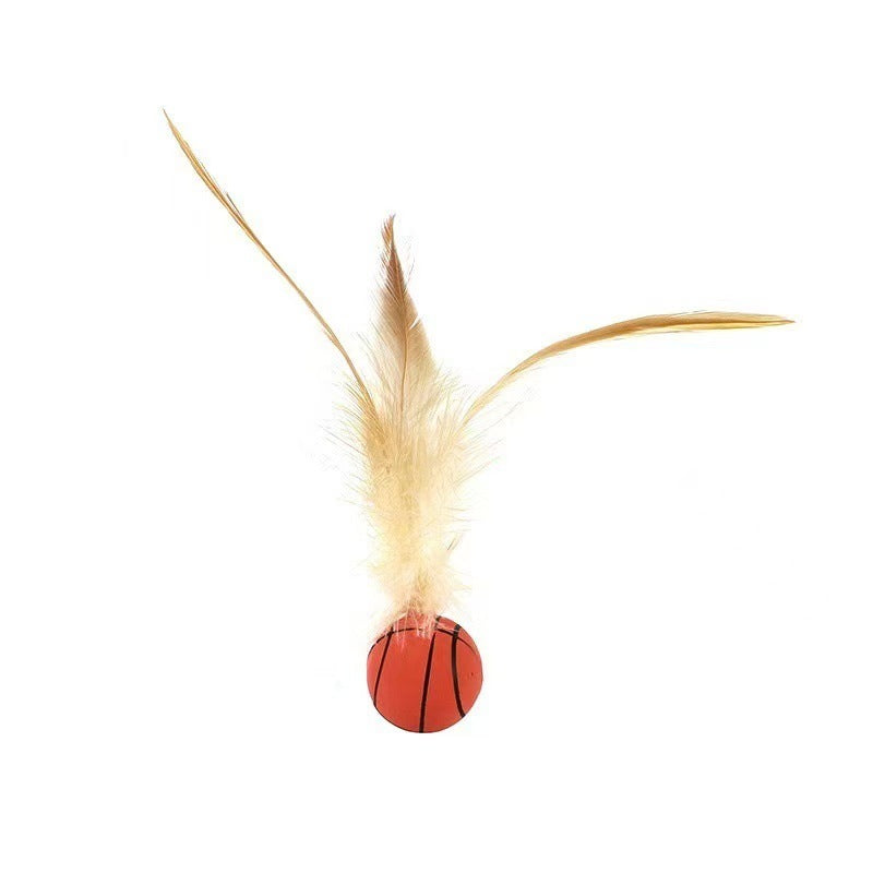 Bouncy cat toy ball with feathers, additional product photo