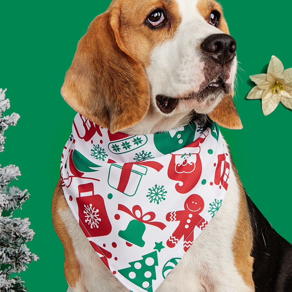 Cartoon print pet bandana for dogs and cats in Design 20, in a home setting