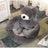 Grey plush round cat bed in 55cm diameter