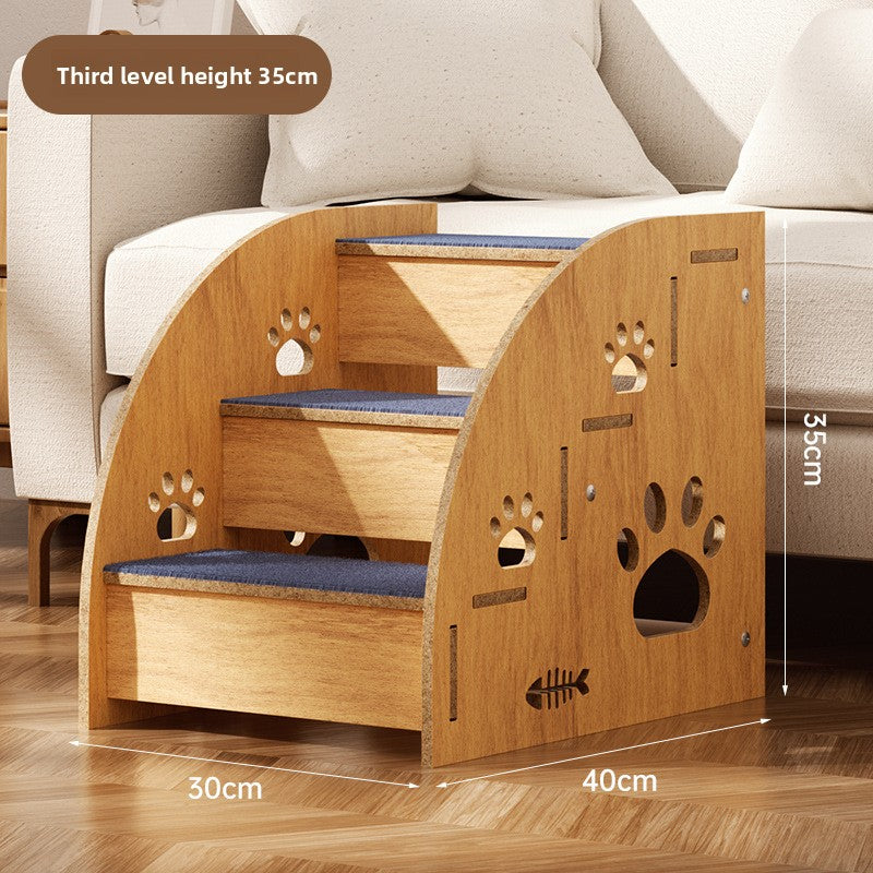 Carpeted pet ramp stairs with non-slip surface for beds, photo 7