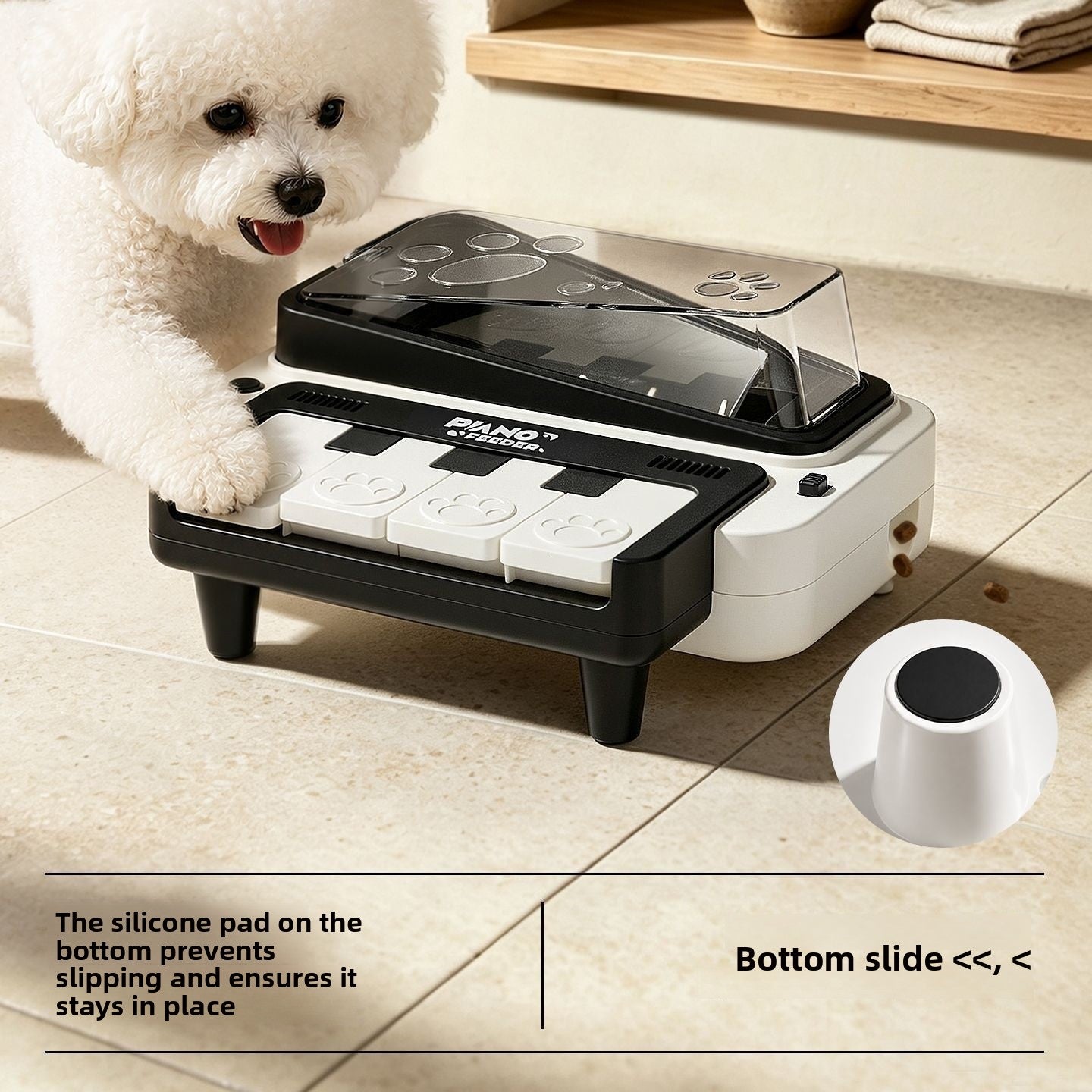 Interactive Piano Pet Feeding Toy in Stainless Steel for Cats and Medium Dogs