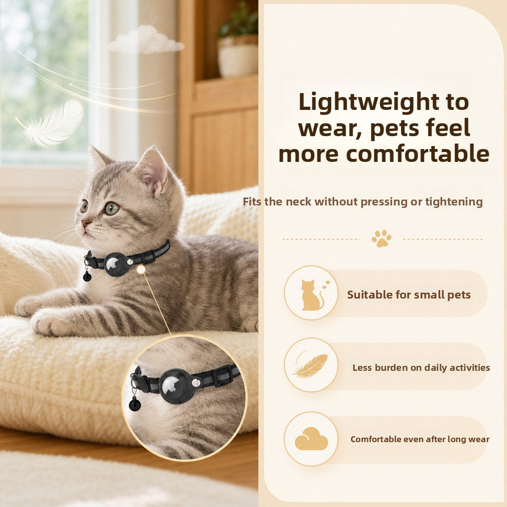 Smart pet locator collar with PU strap in black, product image 4