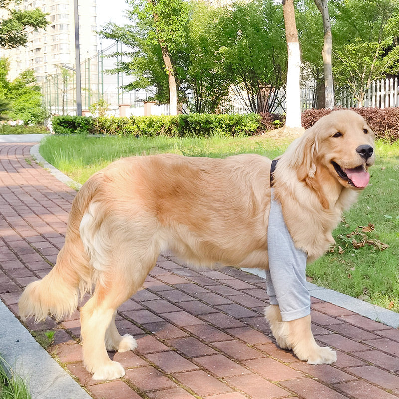 Breathable dog elbow sleeves in rainbow and owl prints