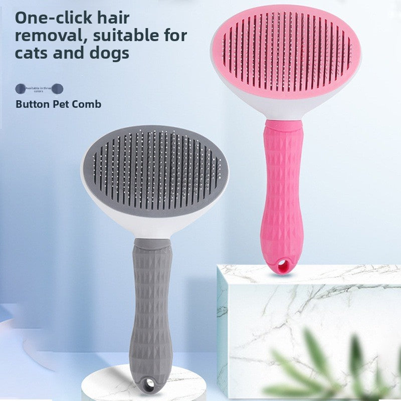 Self-Cleaning Cat Comb for Long Haired Cats, One-Press Fur Release