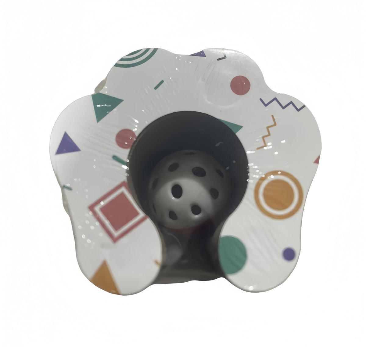 Foldable accordion cat scratcher with bell toy, extra detail view