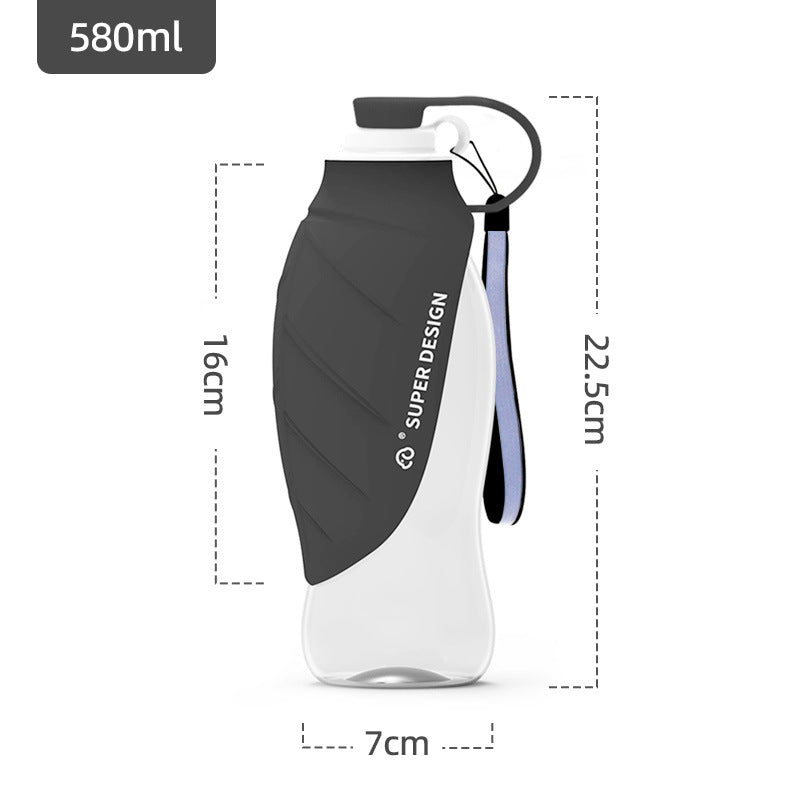 Leaf Shaped Foldable Silicone Pet Drinking Cup 580ml for Dogs and Cats on Outdoor Trips