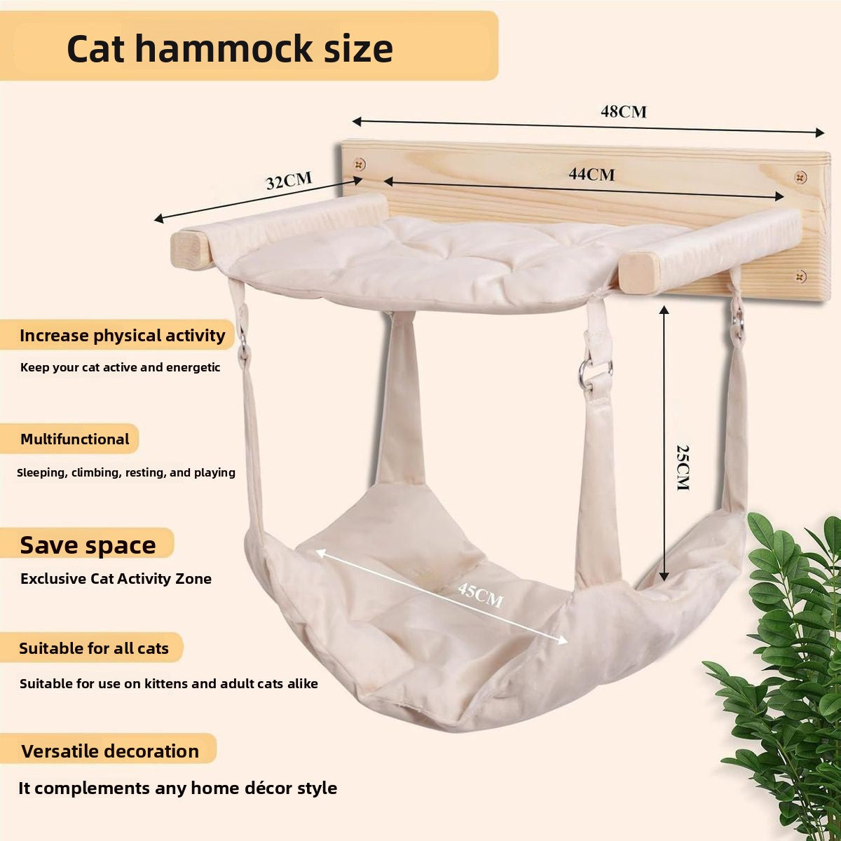 Cat climbing a silver grey wooden wall frame