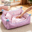 Semi-enclosed sofa style cat bed with striped poodle print, product image 4