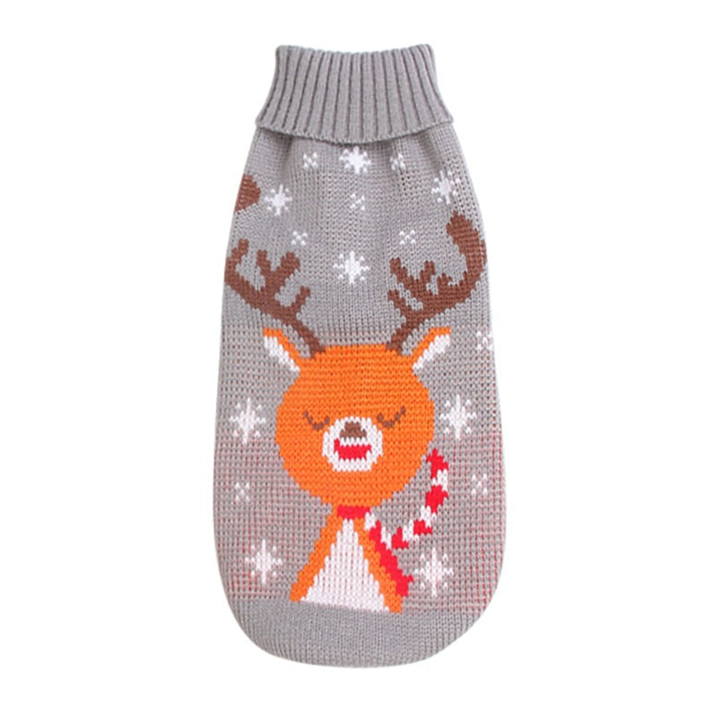 Knitted Christmas pet jumpers in reindeer, snowflake and leaf patterns
