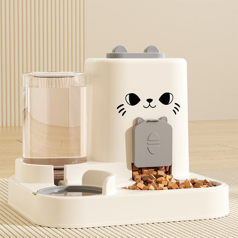 Transparent Automatic Cat Feeder Bowl with Water Dispenser in Cat Ear and Flat Top Styles