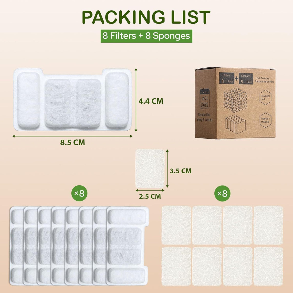 Pet water fountain replacement filter cartridge with activated carbon, view 6