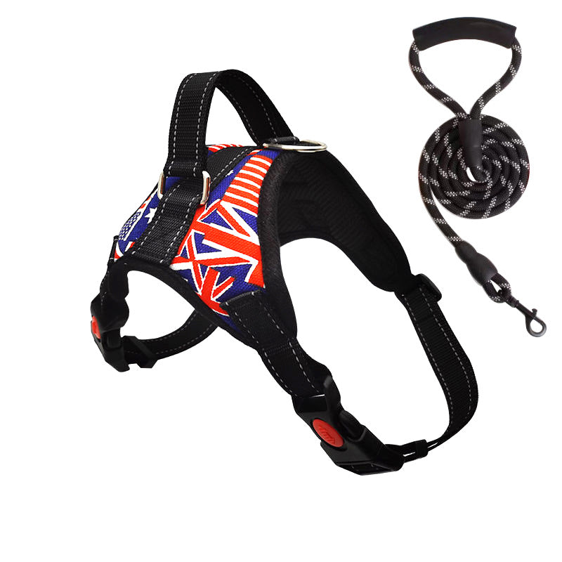 Reflective vest dog harness with lead in 6 colour options