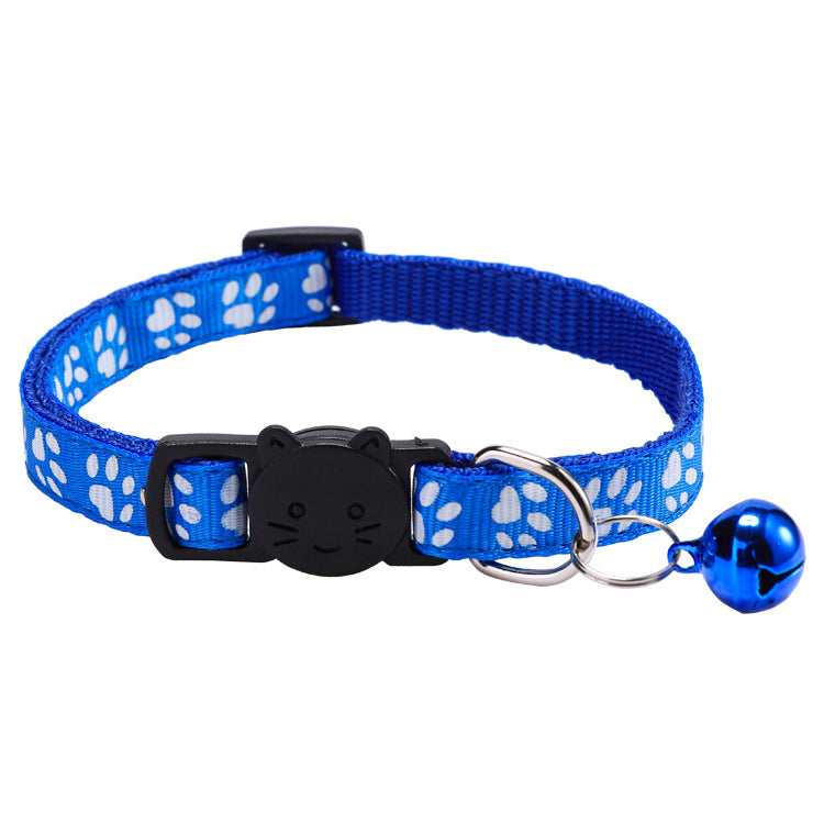 Colourful paw print cat collar with little bell, product image 11