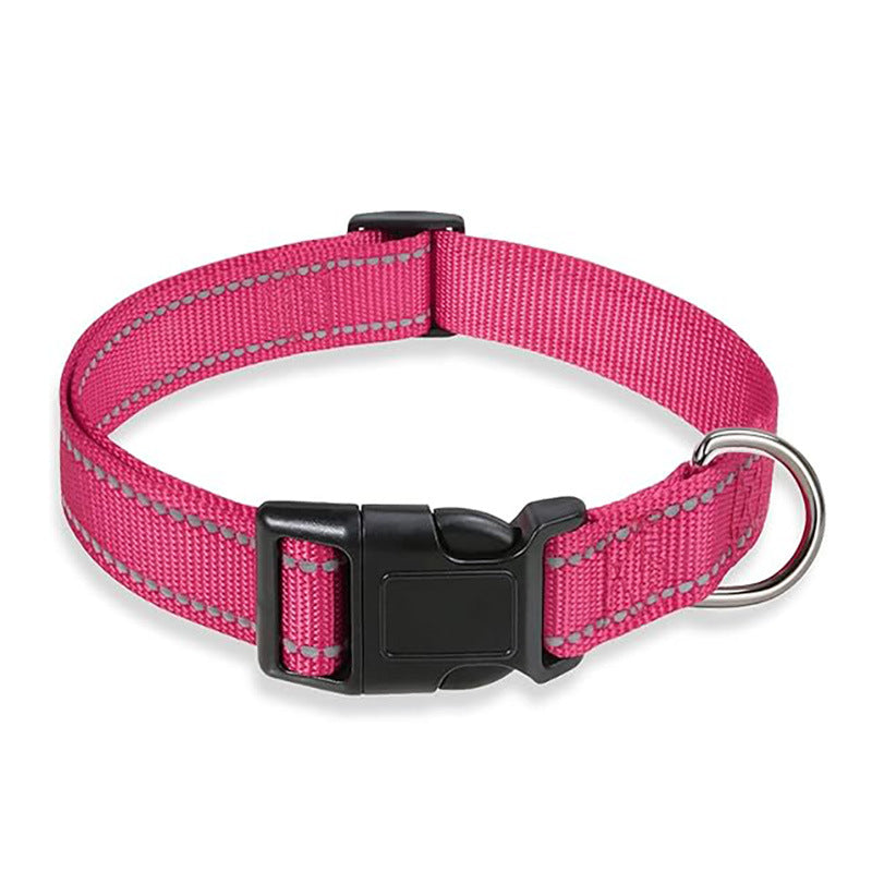 Reflective nylon dog collar in 12 colour options