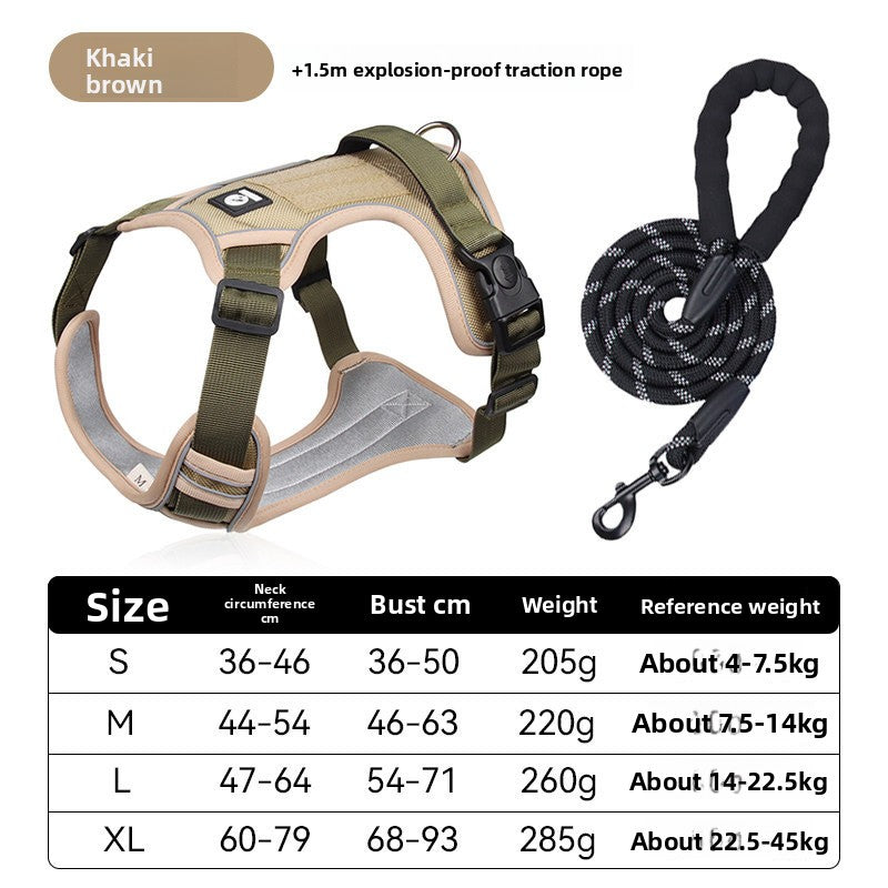 Padded mesh dog chest harness for medium and large dogs in grey, view 13