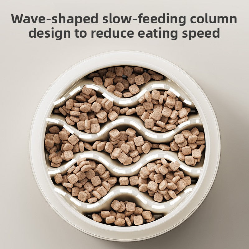 Wave Pattern Slow Feed Pet Bowl in Light Grey or Cream White for Small Dogs and Cats