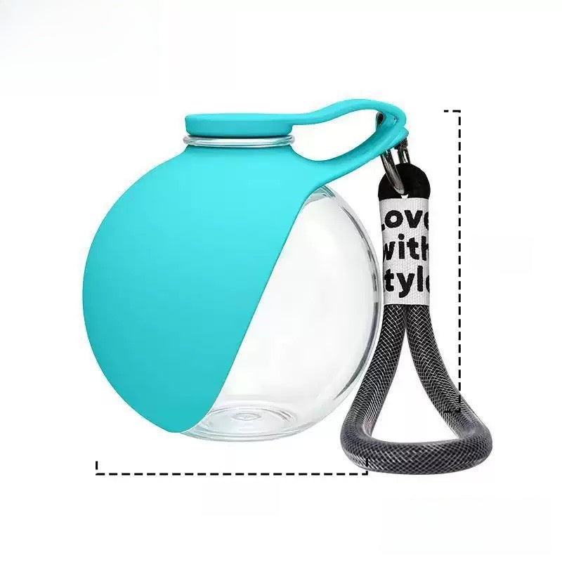 Ball-Shaped Foldable Pet Water Bottle with Carry Hook in Stainless Steel or Plastic