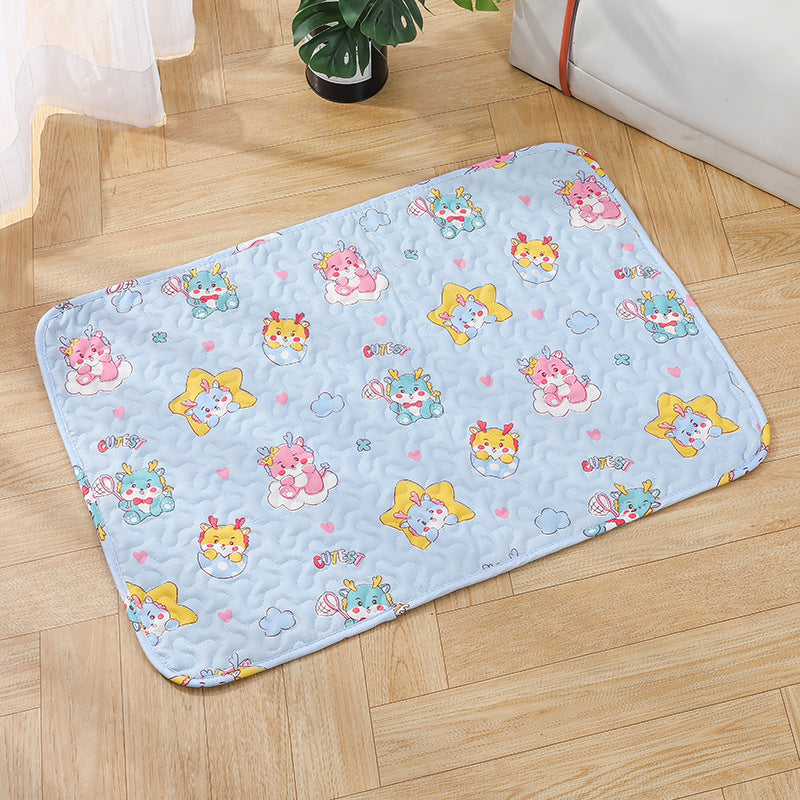 Cotton pet sleeping mat with print in Sky Blue Dragon, size 40 x 30cm