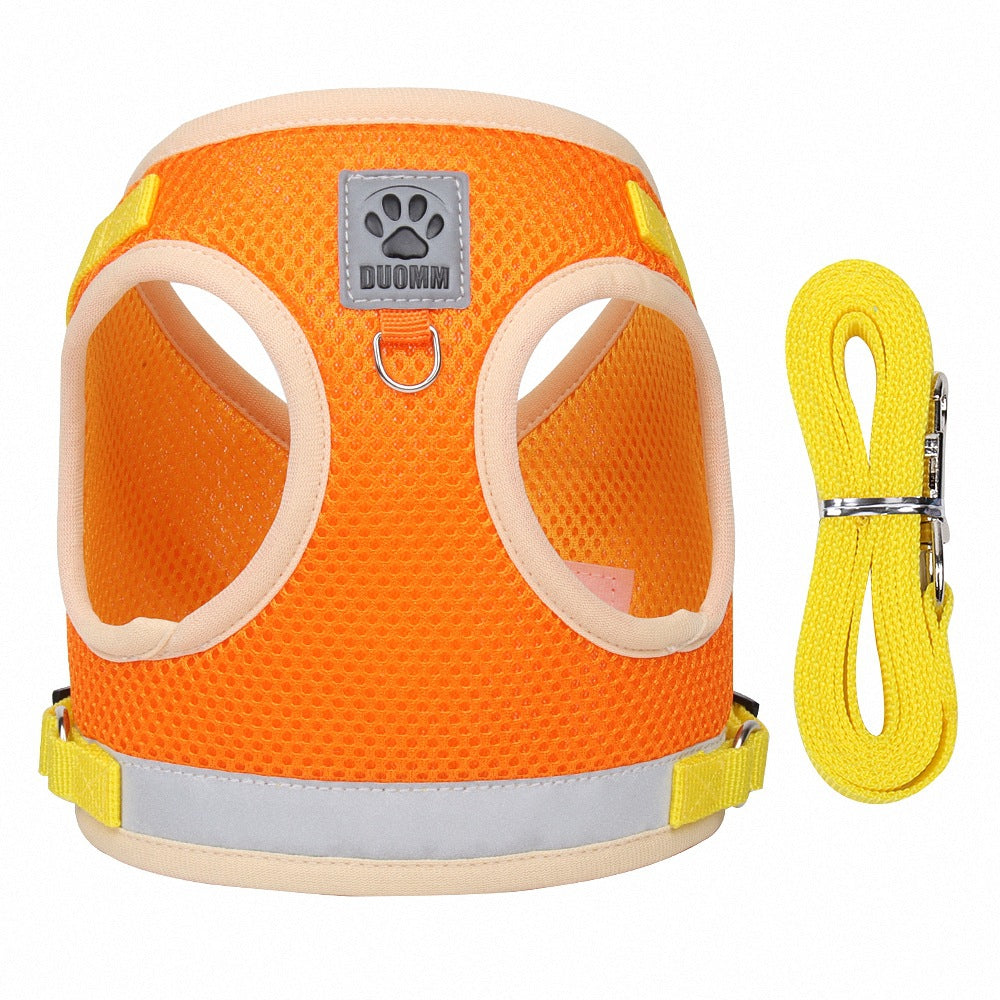Breathable mesh pet harness and lead set, 5 sizes available