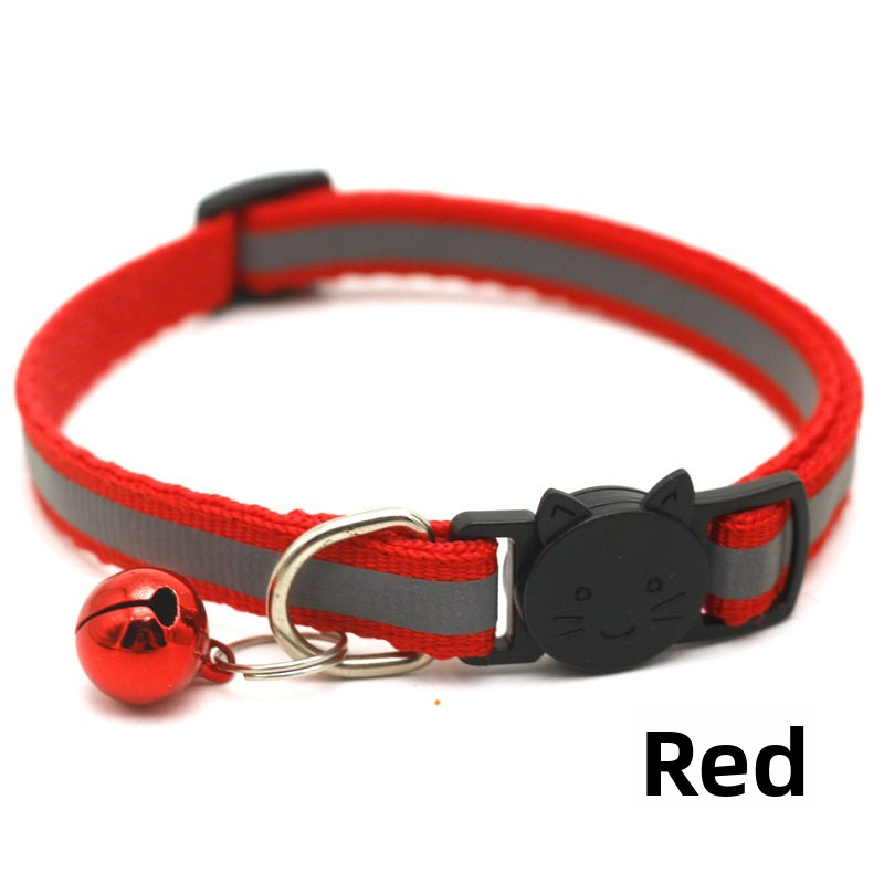 Striped reflective cat collar with bell, ideal for everyday use