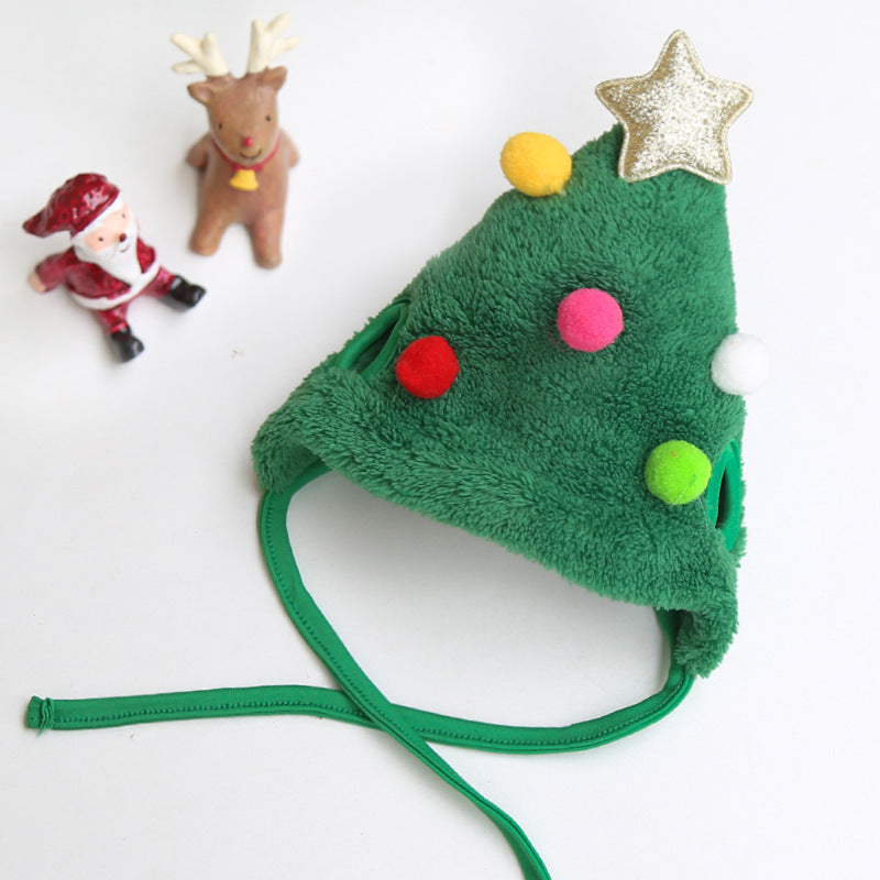 Christmas pet hat and bib for dogs and cats in Green Reindeer Bib, front view