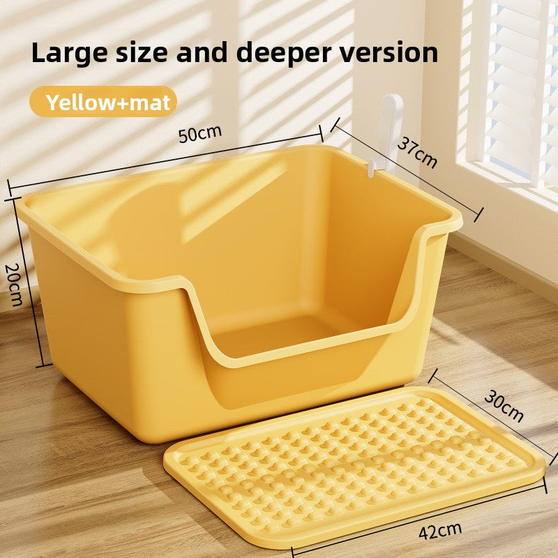 Extra Large Semi-Enclosed Cat Litter Box with Scoop, Thick PP