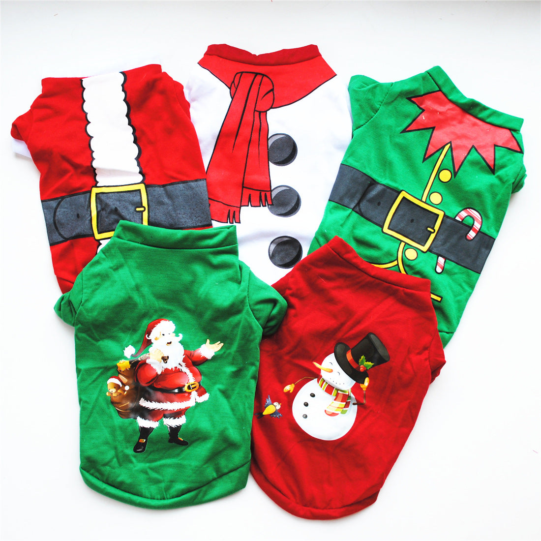 Christmas dog T-shirt in light polyester in Green Santa Claus, front view