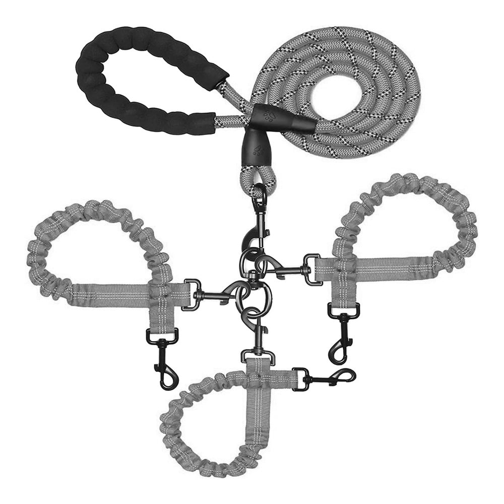 Elastic dog leads with reflective strips in ten colours