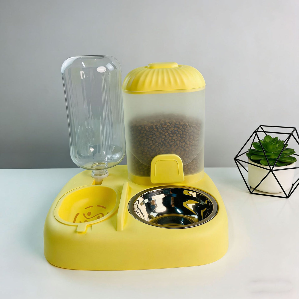 Cat Face Dual Pet Bowl, Stainless Steel or Ceramic