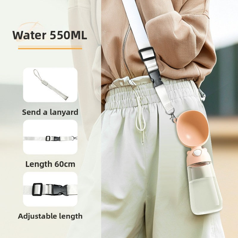 Portable dog water bottle cup with leakproof seal in Pink Upgrade, in a home setting